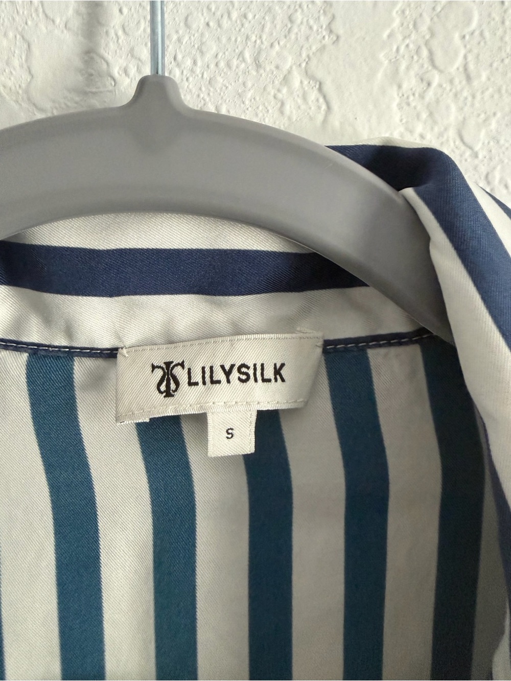 Lilysilk Striped Navy and White Button-Up Shirt - Picture 3 of 5